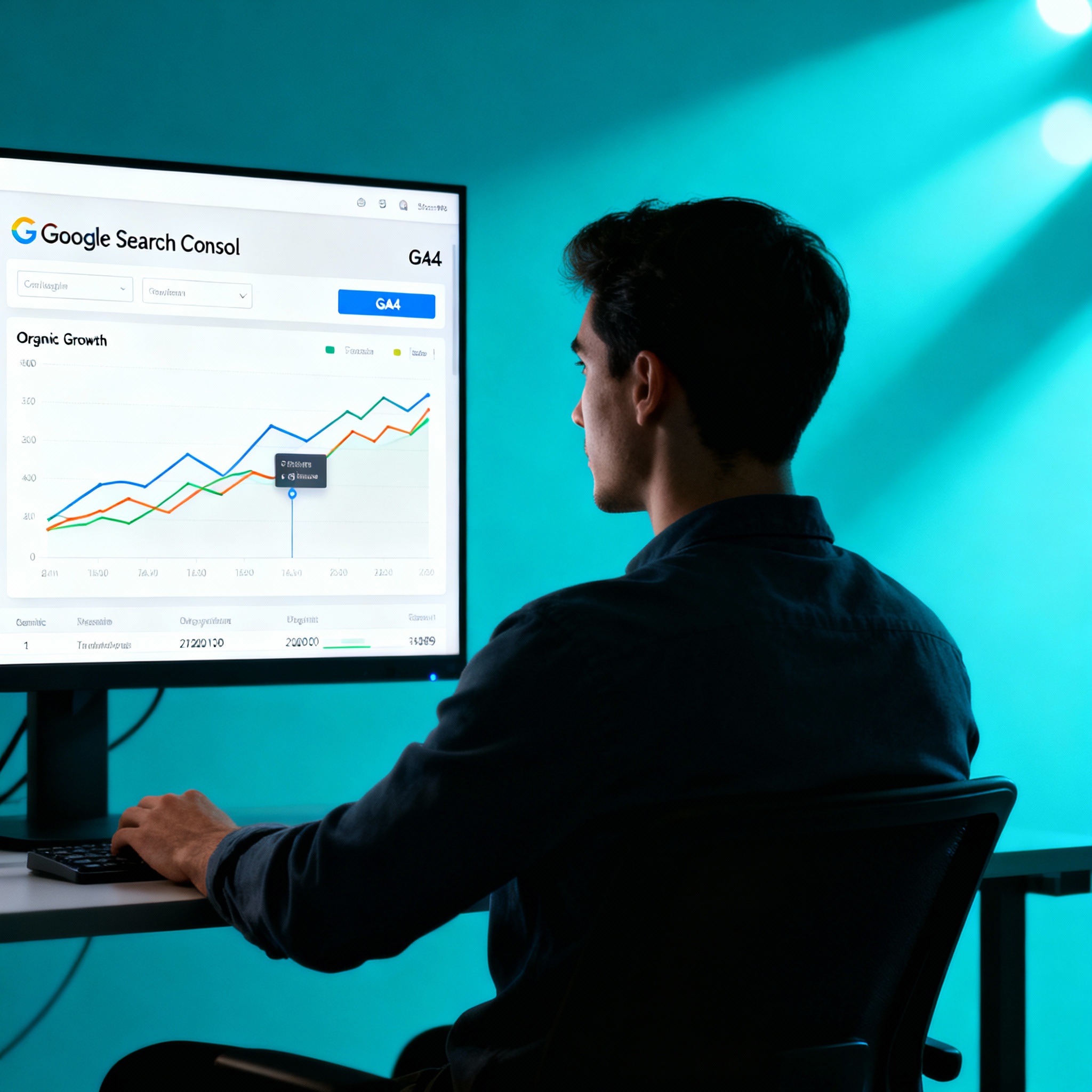 Google Search Console and GA4 dashboard showing growth